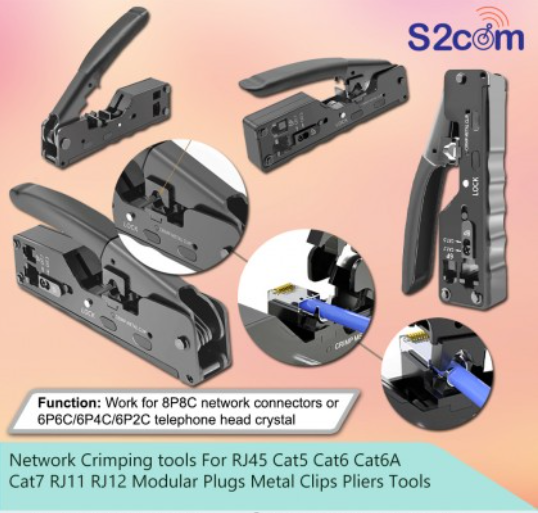 NETWORK CRIMPING TOOLS FOR RJ45 CAT5 CAT6 CAT6A CAT7 RJ11 RJ12 MODULAR PLUGS METAL CLIPS PLIERS TOOLS