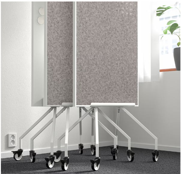 Whiteboard/noticeboard with castors, white, 70x180 cm