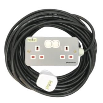 *.  Heavy Duty Extension Socket - Screwman Heavy Duty Extension Socket with Weatherproof Wire Trailing Adaptor ( 2 gang x 20mtr) - BRAND SCREWMAN