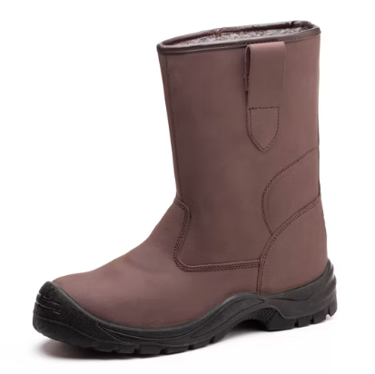 SAFETY WORK BOOTS WITH STEEL TOE ANTI-SLIP SOLE HIGH CUT LEATHER SIZE: 9