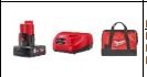 MILWAUKEE M12™ Starter Pack B6 M12™ 6.0Ah REDLITHIUM™-ION Battery M12™ Charger M12™ Contractor Bag