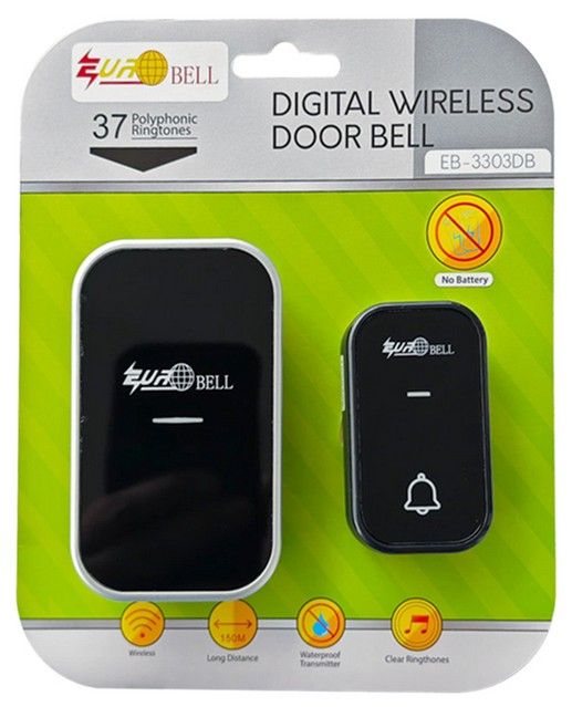 EUROBELL DIGITAL WIRELESS DOOR BELL KINETIC WIRELESS SWITCH EB-3303DB