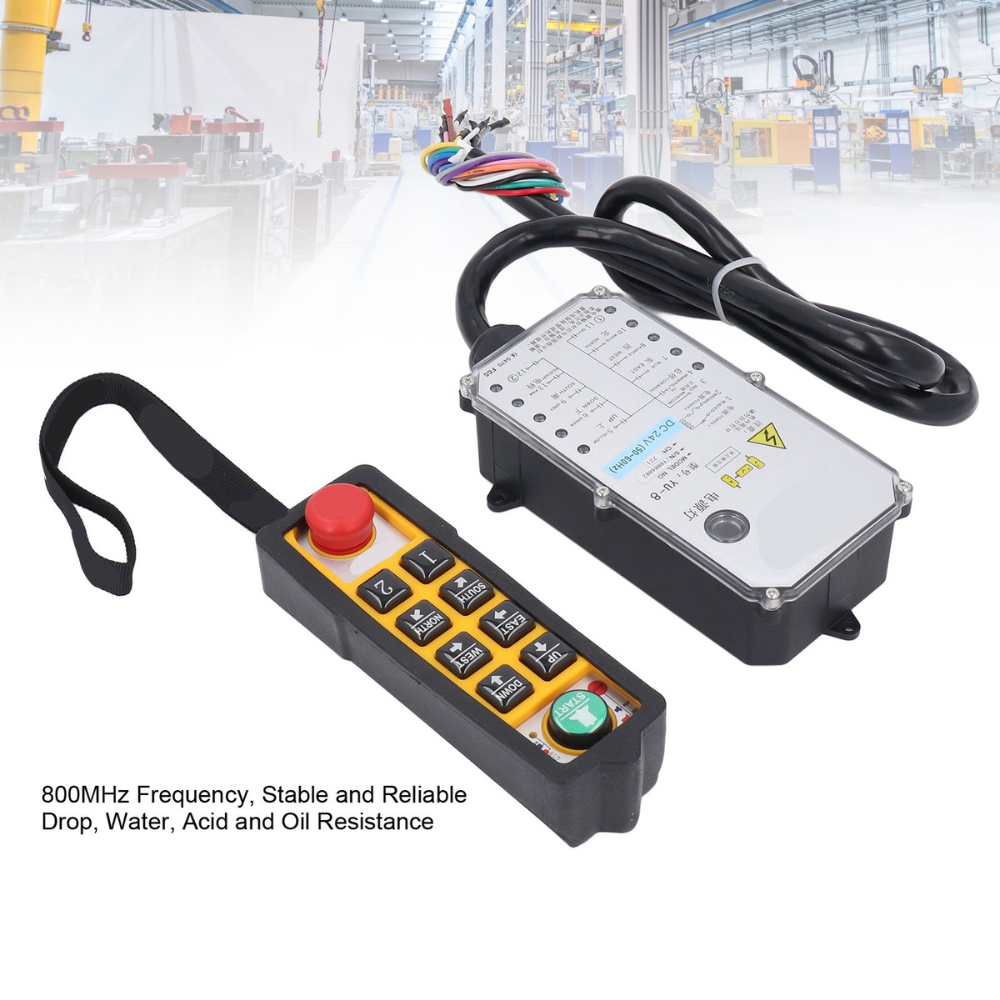 OEM Industrial Remote Control Kit 6 Direction Buttons DC24V Electric Lift Transmitter Receiver for Crane Conveyor