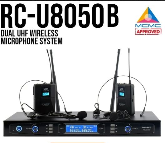DYNAMAX RC-U8050B Dual UHF Wireless Headset Microphone for Performance/Speech OCHA DYNAMAX RC-U8050B Dual UHF Wireless Headset Microphone for Performance/Speech- FREE DELIVERY