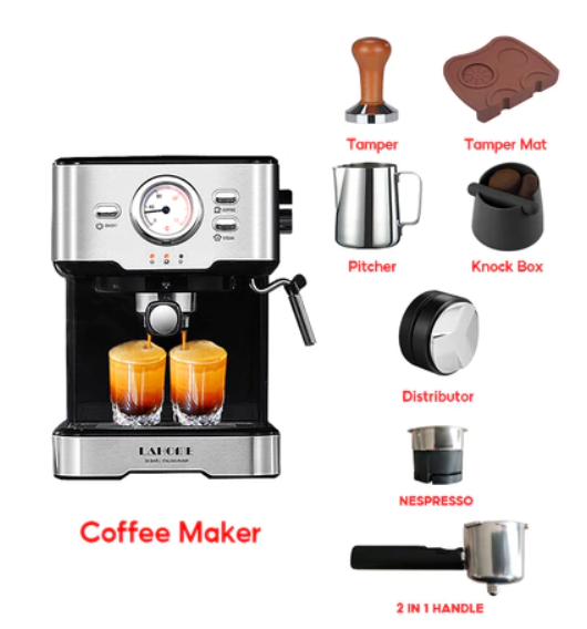 LAHOME Espresso Coffee Maker Machine With Steamer Milk Frother 20 bar with GRINDER