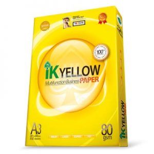 A3 80GMS IK YELLOW PAPER - 500 SHEET / IK YELLOW / A3 PAPER / 80G / 500SHEETS / WHITE PAPER / PHOTOSTAT PAPER