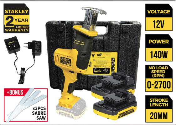 STANLEY SCR121S2K 12V RECIPROCATING SAW 140W