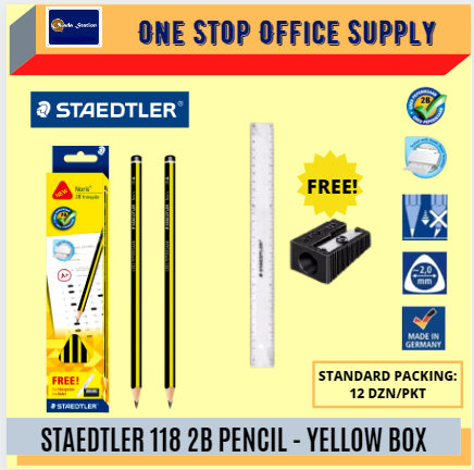 STAEDTLER 118 2B PENCIL -YELLOW BOX / Staedtler / 2B Pencil / 2B Pensil / Staedtler 118 / Staedtler 118 2B Pencil