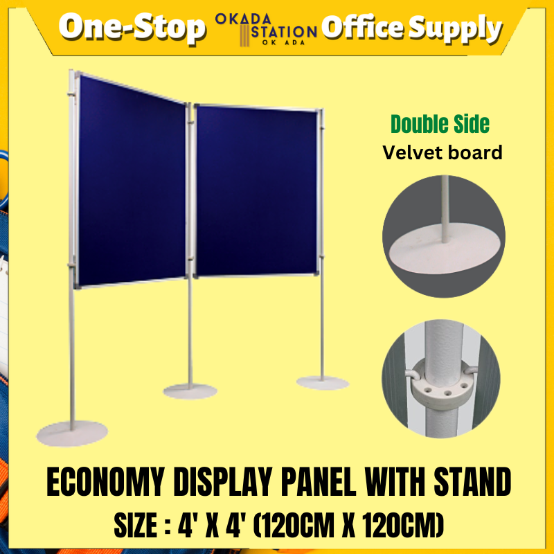 ALUMINIUM FRAME ECONOMY DISPLAY PANEL WITH STAND (VELVET) DOUBLE SIDED 4' X 4' ECONOMY DISPLAY PANEL WITH STAND (VELVET) - DOUBLE SIDED / PANEL PAMERAN EKONOMI / FLEXI DISPLAY PANEL / ECONOMY PANEL / DISPLAY PANEL / DISPLAY PANEL WITH STAND / ALUMINIUM ECONOMY DISPLAY PANEL