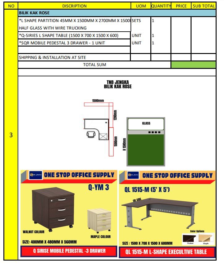 OK L SHAPE WORKSTATION WITH COMPLETED SET / WORKSTATION / OFFICE FURNITURE / 1 SEAT / OFFICE TABLE