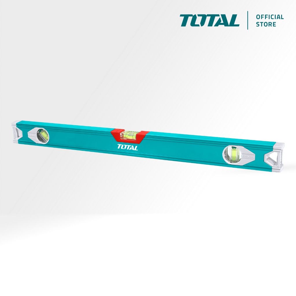TOTAL SPIRIT LEVEL WITH 3 VIALS ALUMINIUM FRAME CONSTRUCTION RUBBER END CAPS (1MM/80CM/100CM) TMT28016 / TMT210016
