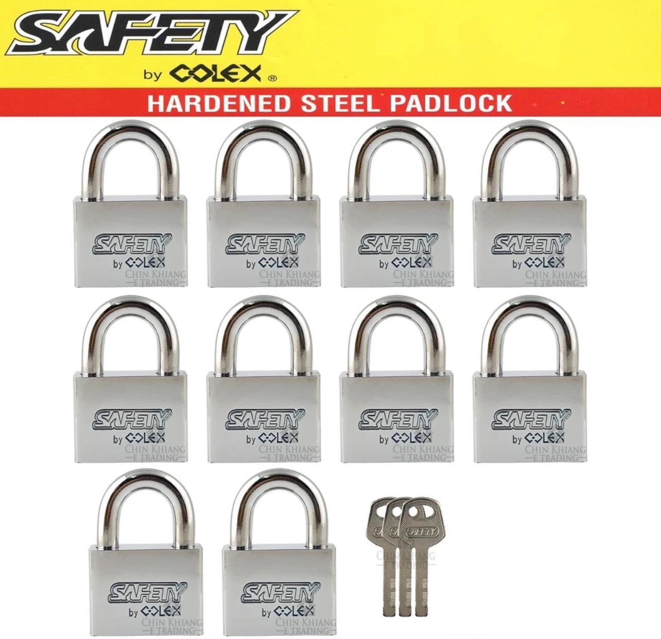 Colex Padlock COLEX ZK5010 10 pcs 50mm Hardened Steel Padlock Keyed Alike Set