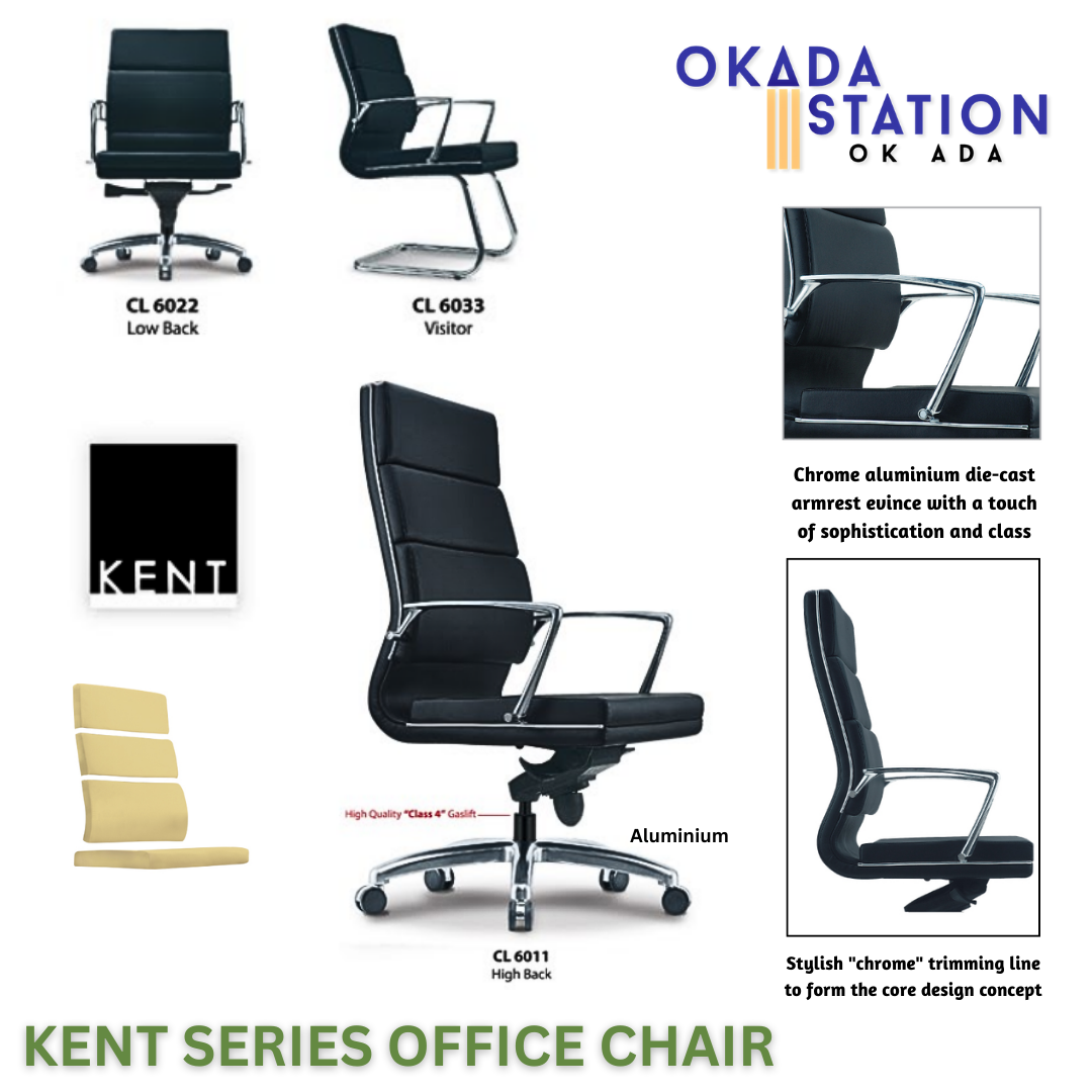 CLASSIC CHAIR KENT FABRIC ERGONOMIC OFFICE CHAIR WITH ALUMINIUM ARMREST & LEG - ALL SIZE / CLASSIC CHAIR / OFFICE CHAIR / ERGONOMIC EXECUTIVE CHAIR / FABRIC OFFICE CHAIR / EXECUTIVE OFFICE CHAIR / ERGONOMIC OFFICE CHAIR / CHROME SERIES / FABRIC CHAIR / CHAIR / KEN