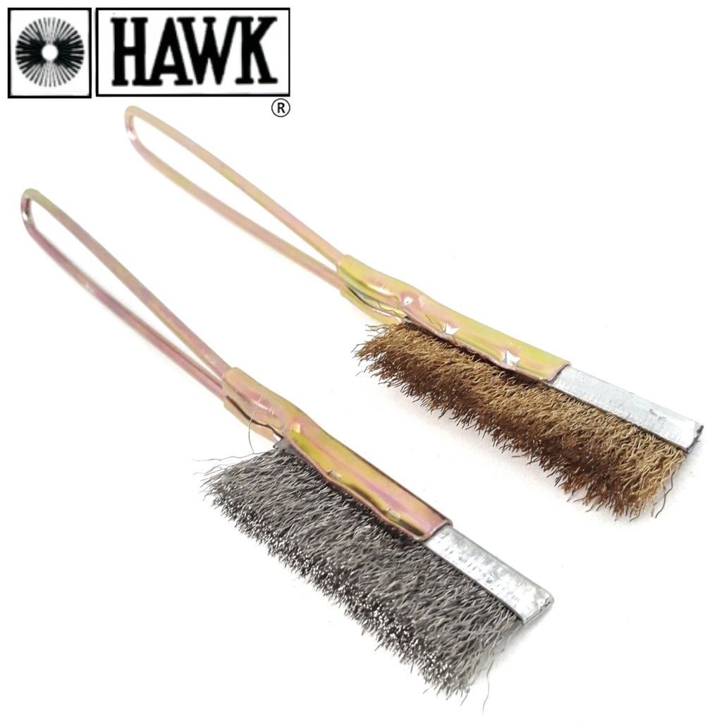 Hawk Heavy Duty Industrial Brass/Stainless Steel Mini Hand Brush For Cleaning Burs Steel Surface