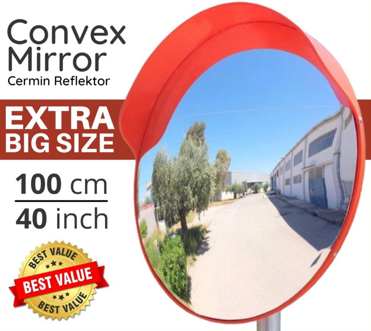 NA CONVEX OUTDOOR POLYCARBONATE CONVEX MIRROR WITH BRACKET