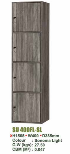SU UTILITY SHELF WITH LOCKS SU 400FL - SL/N.OAK/WN