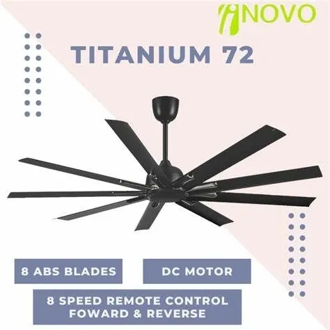 INOVO Titanium 72" Ceiling Fan – Ultra-Quiet DC Motor, 16-Speed Remote, Powerful Airflow, Modern Titanium Finish