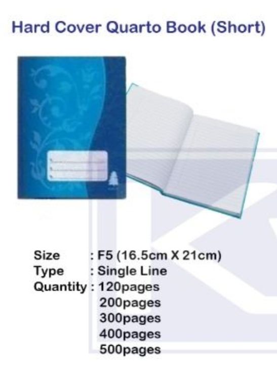 Ocha F5 Quorto Book - 200 page Size: 16.5 cm x 21cm Ocha F5 Quorto Book (Short) 200 page Size: 16.5 cm x 21cm