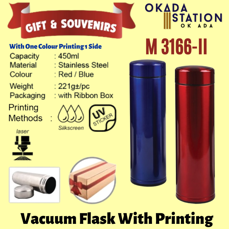 Okada GIFT & SOUVENIRS: M 3166-II VACUUM FLASK 450ml WITH PRINTING LOGO