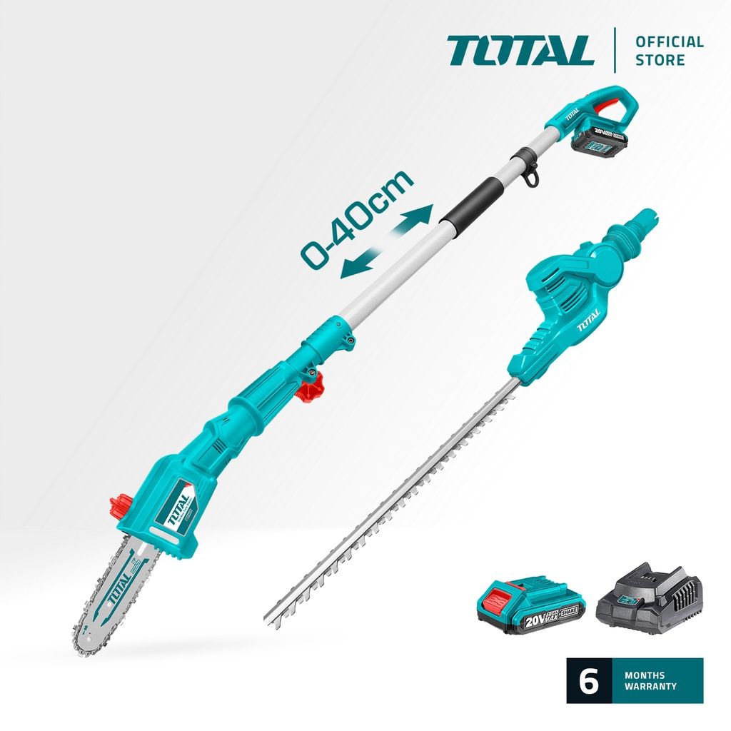 TOTAL TPTS201681 LI-ION POLE SAW WITH POLE HEDGE TRIMMER
