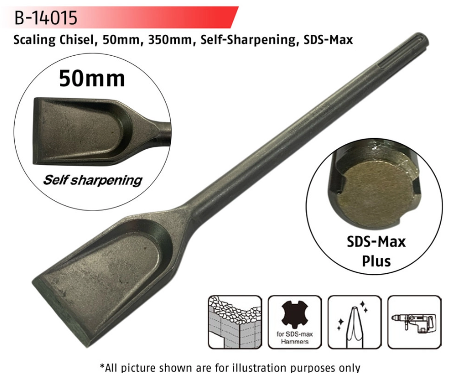 MAKITA B-14015 SCALING CHISEL 50MM / 350MM SELF-SHARPENING SDS-MAX