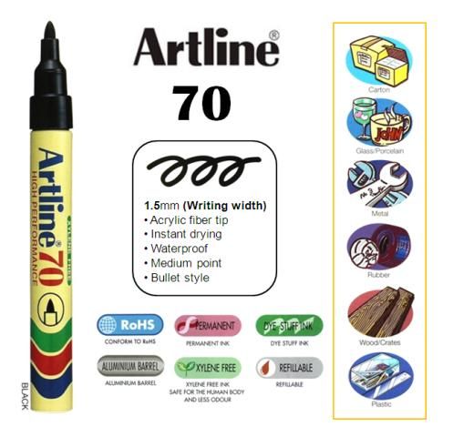 QP Artline Permanent Marker 70 - Black