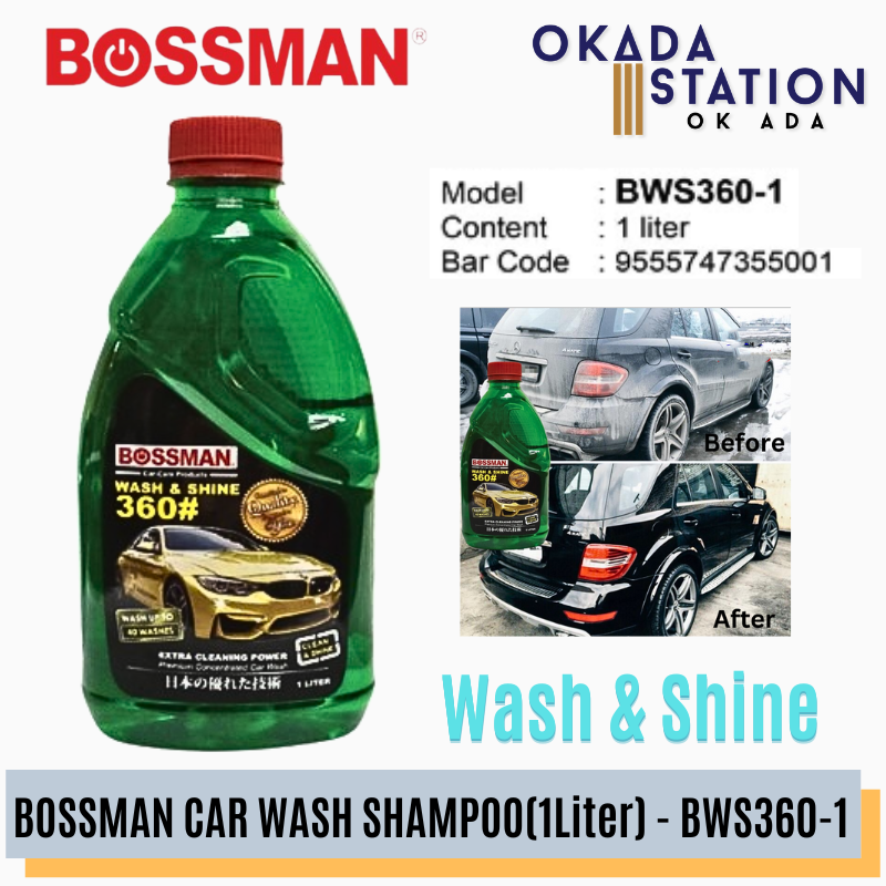 BOSSMAN CAR WASH SHAMPOO (1 LITER) - BWS360-1 / BOSSMAN / WASH & SHINE SHAMPOO / CAR SHAMPOO / CAR CARE / SABUN CUCI KERETA / 1L / BWS360-1 / 360#