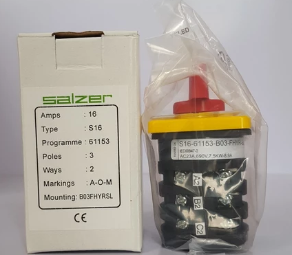 SALZER Change Over Selector Switch 16A (A-O-M) 2poles