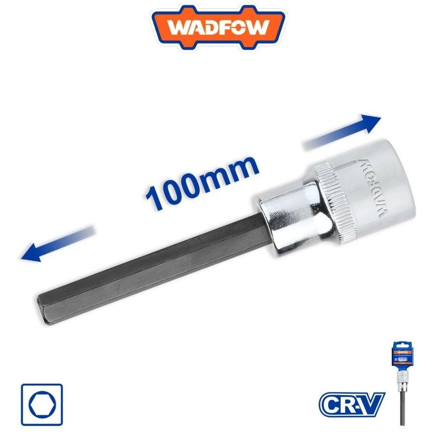WADFOW 1/2" LONG HEX BIT SOCKET (100MM) SIZE: 6MM WSC5203