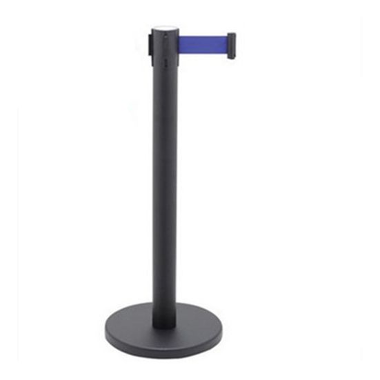 Black Power Coating Queue Up Stand Retractable  91cm H x 2m Belt