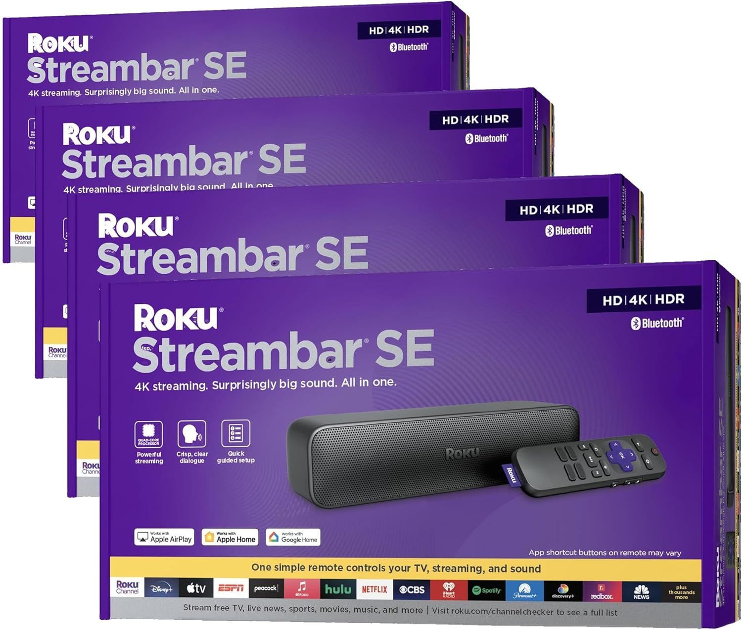 Roku Streambar SE | 2-in-1 Soundbar with Built-in 4K/HD/HDR Streaming Premium Speakers Speech Clarity Clear Dialogue