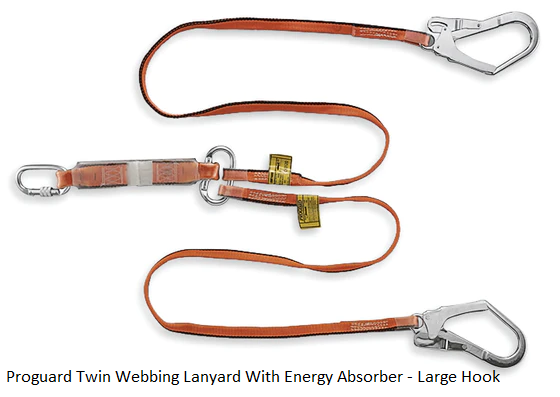PROGUARD TWIN WEBBING LANYARD WITH ENERGY ABSORBER (WL-141067-PH / WL-141068-LOH) - DOSH & SIRIM APPROVAL