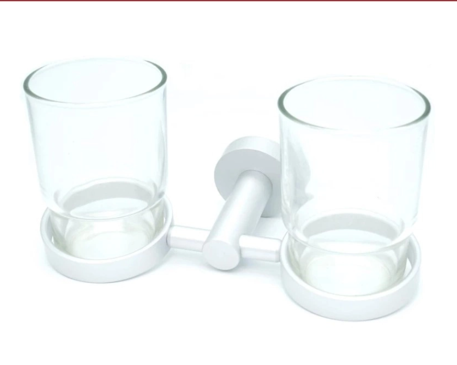 BALLEE 8068 ALUMINIUM DOUBLE GLASS TOOTH BRUSH HOLDER