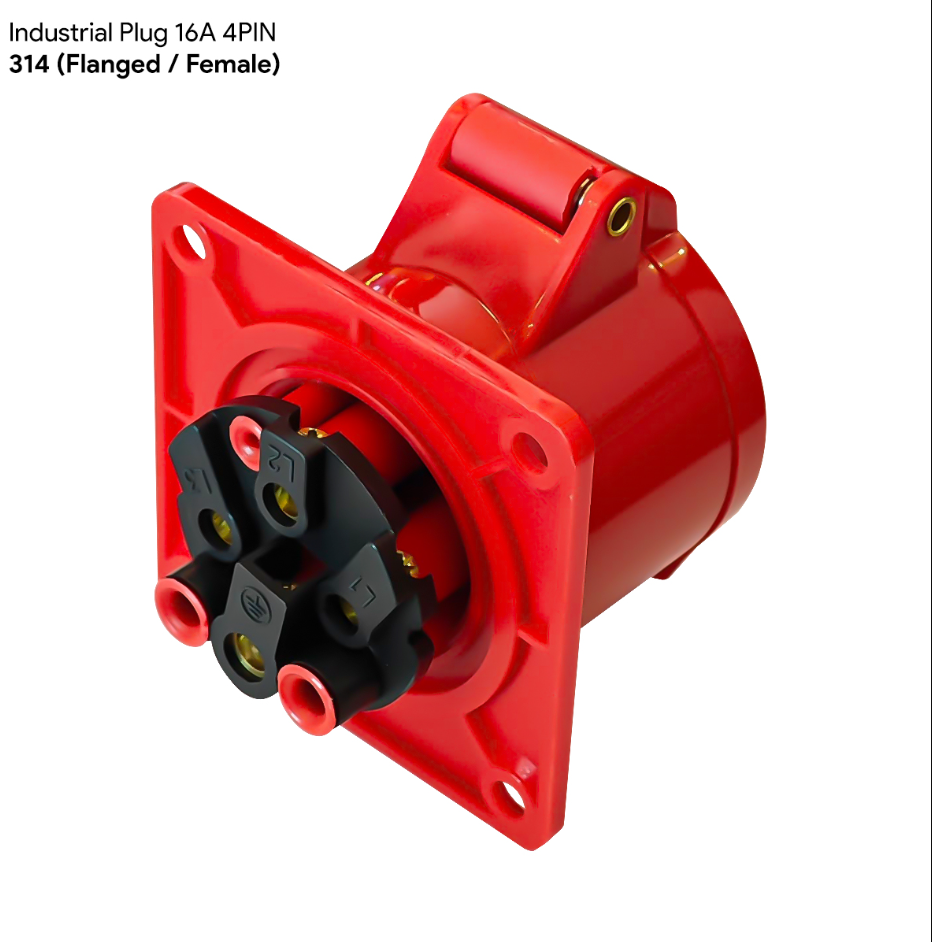 RANDOM INDUSTRIAL PLUG 16A 4-PIN 314 FLANGED (FEMALE) RANDOM
