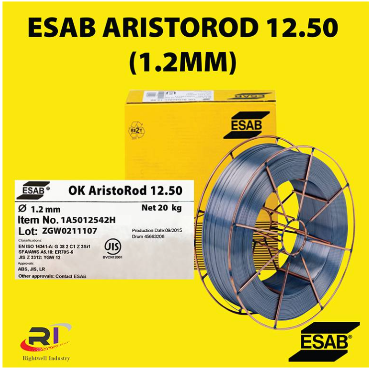 RIGHTWELL ESAB ARISTOROD 12.50 MILD STEEL ER70S-6 MIG WELDING WIRE (20KG) (0.8MM)