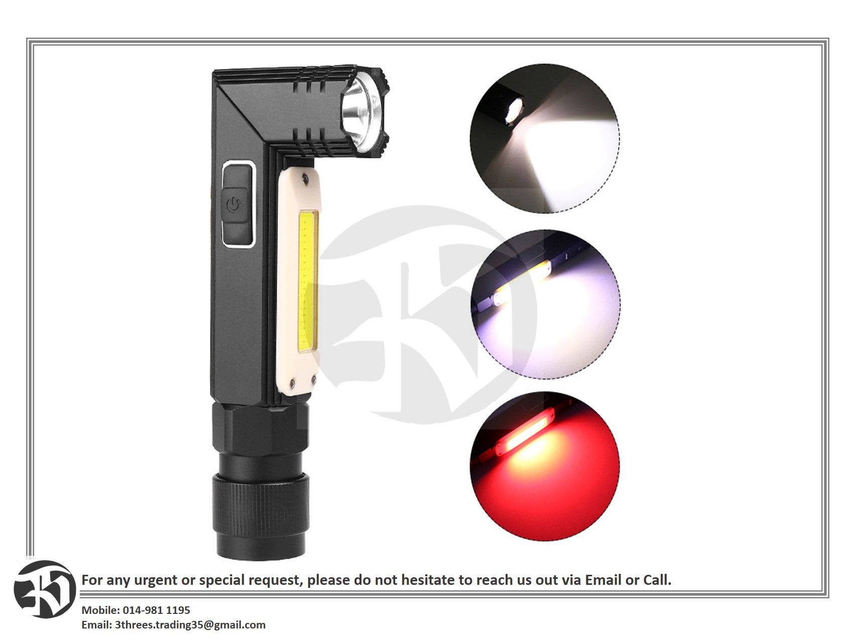 COB LIGHT 10000LM LED Work Light Ultra Bright Waterproof COB Light USB Rechargeable Flashlight Tail Magnet Working Light 90Degre