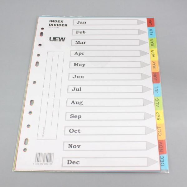 QP [TOS] UEW Index Divider A4 Jan-Dec (Paper) Colour SY-JD, Z-0154