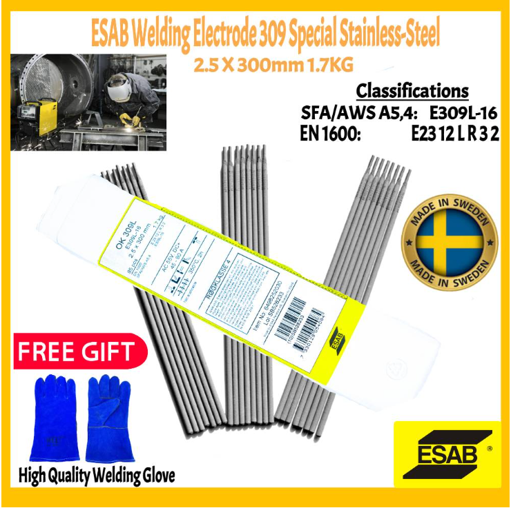 RIGHTWELL ESAB OK 309L SPECIAL STAINLESS STEEL WELDING ELECTRODE 2.5MM (1.7KG) (SWEDEN)