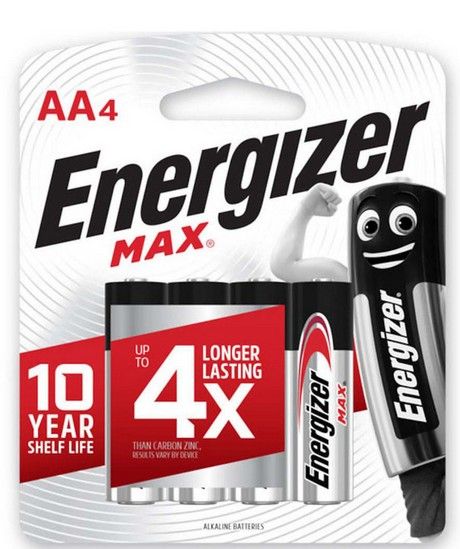 ENERGIZER MAX Battery Energizer MAX Pack of 4 AA (E91 LR6) AAA (E92 LR03)