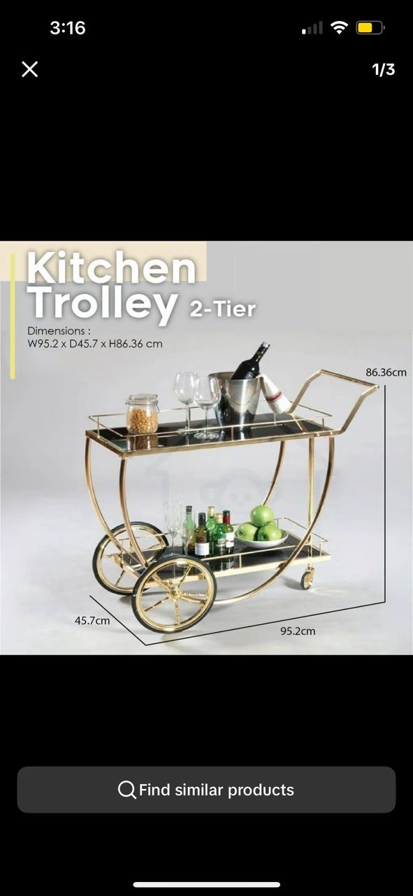 KITCHEN TROLLEY 2 TIER (W95.2 x D45.7 x H86.36 CM)