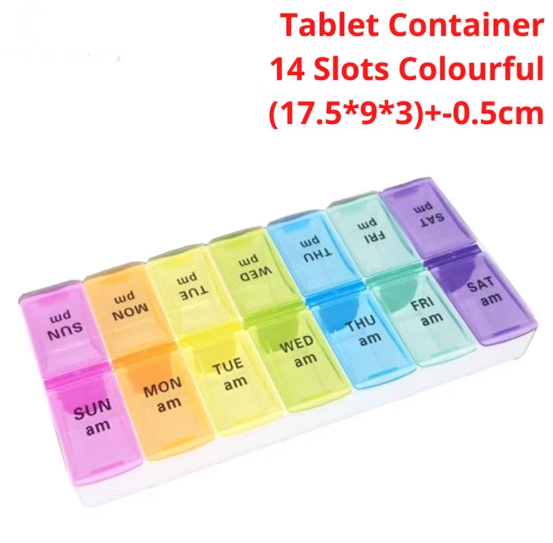 NA Pill Medicine Container Pill Storage medicine Pill Box organizer Case Holder kotak bekas ubat 7 / 14 slots