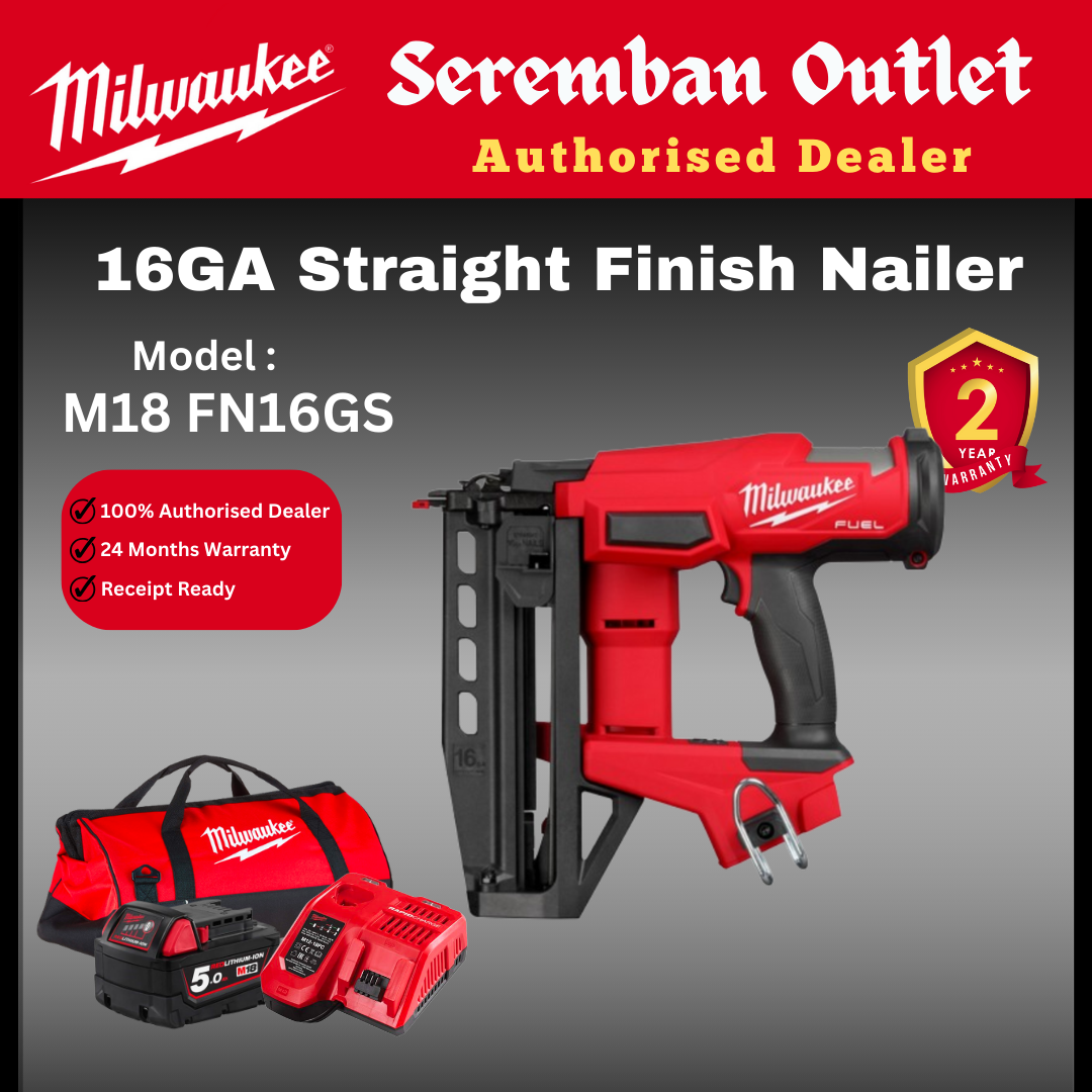 Milwaukee Nailer Gun / Milwaukee Nail Gun / 16GA Finish Nailer / FN16GS / Gun Stapler Milwaukee / Milwaukee Stapler