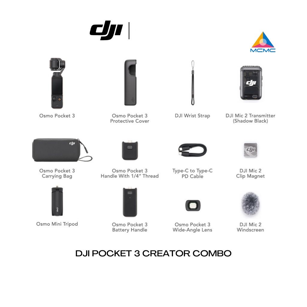 DJI Osmo Pocket 3 - Handheld 1-Inch CMOS & 4K/120fps | 3-Axis | 2-Inch Rotatable Screen (Creator Combo)