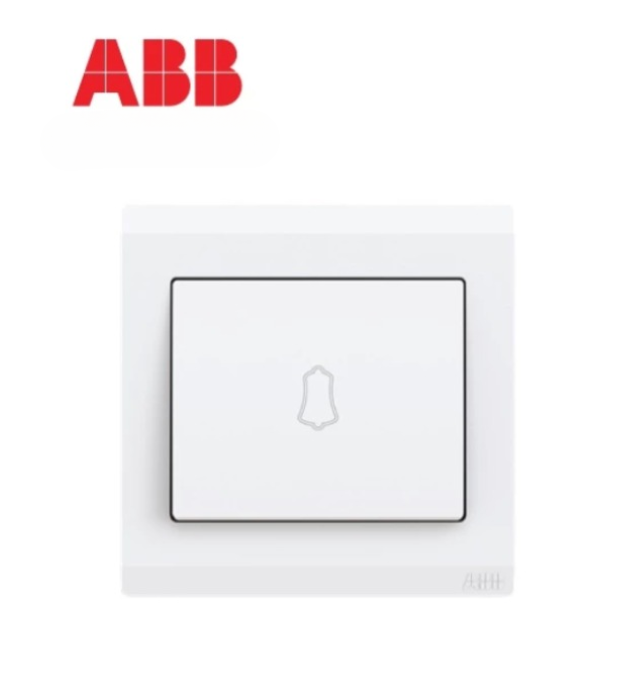 ABB INORA 1 GANG 1-WAY 10A PUSH SWITCH MARKED BELL WHITE (BL429)