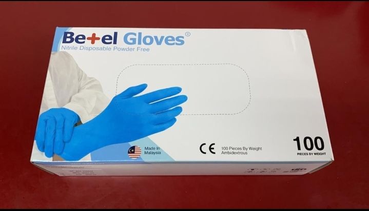 Ocha disposal Nistril Rubber glove Blue Export Quality - 100 pcs/ Boxes-powder free Semenanjung only