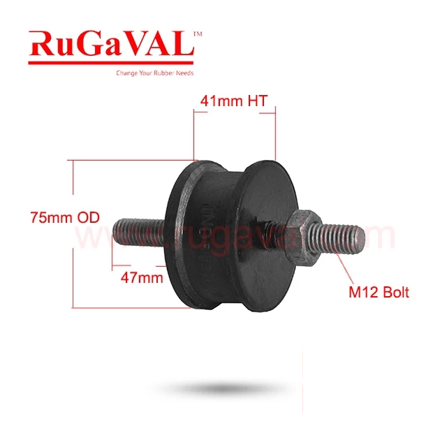 OEM Rubber Mounting, Diameter 75mm x Height 41mm x Bolt M12