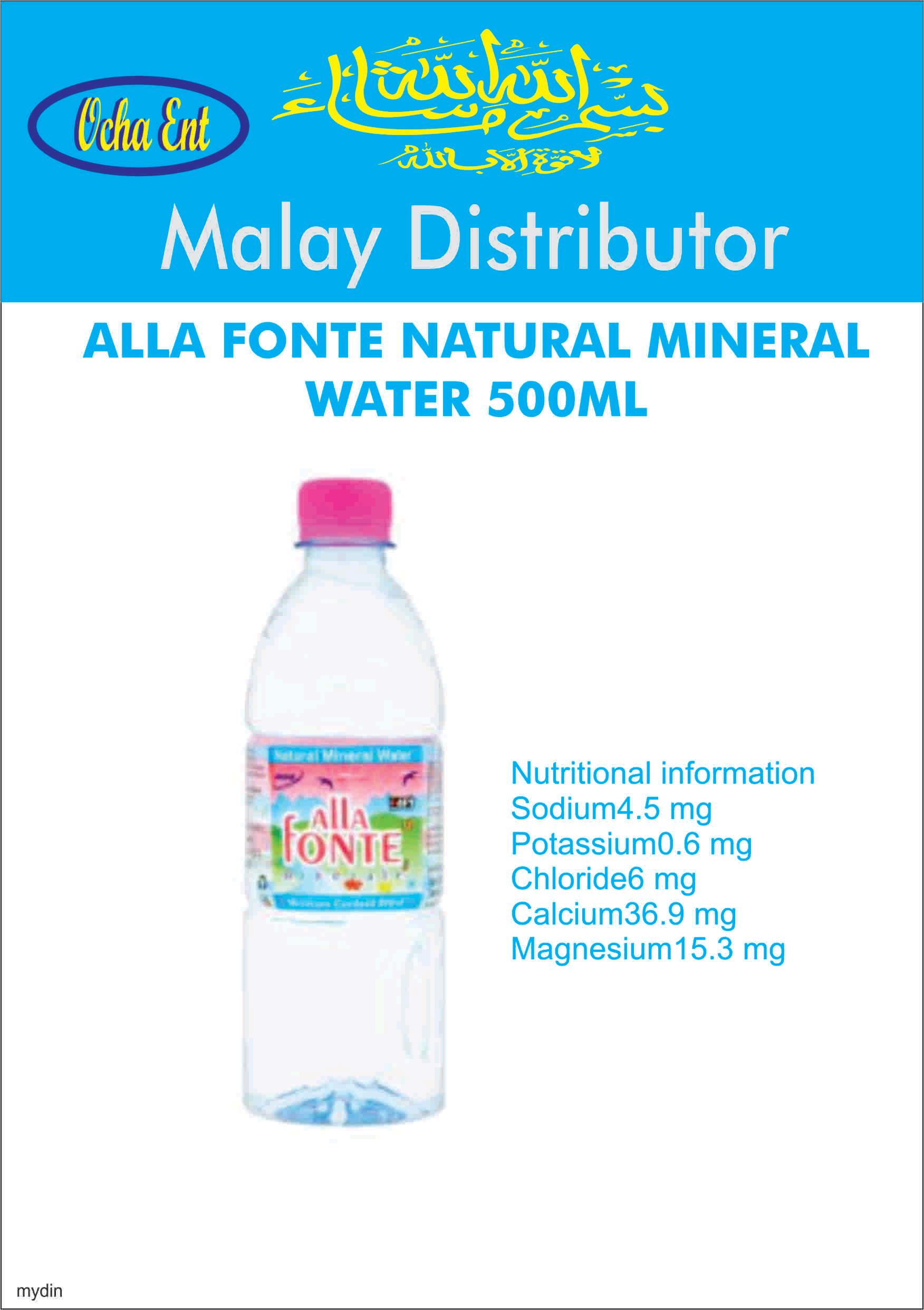Alla Fonte Natural Mineral Water box 24 x 500ml - Klang Valley Only