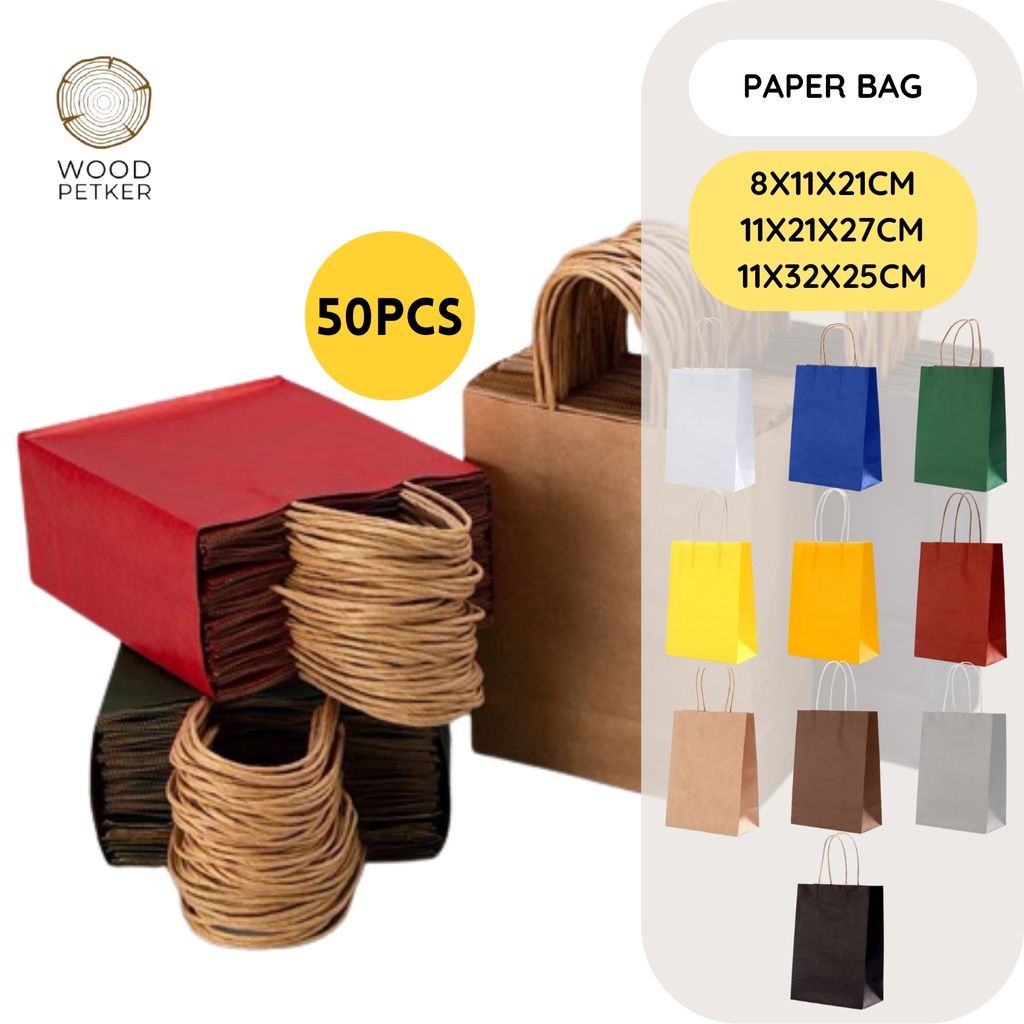oem *#50pcs Colourful Paper bag