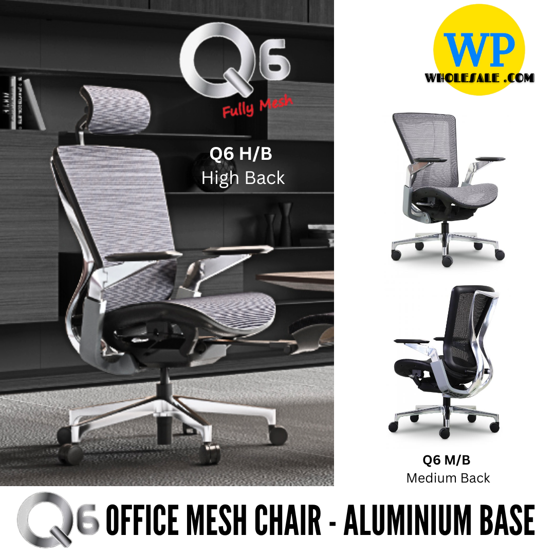 CLASSIC CHAIR Q6 ERGONOMIC OFFICE MESH CHAIR - ALL SIZE / MESH SERIES / OFFICE CONFERENCE CHAIR / OFFICE SWIVEL CHAIR / EXECUTIVE CHAIR / DIRECTOR CHAIR / MESH CHAIR / OFFICE CHAIR / ALUMINIUM BASE / Q6