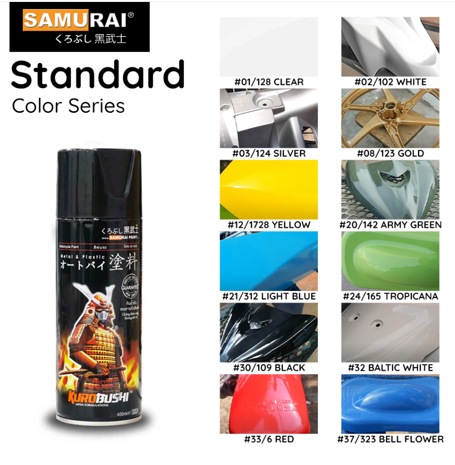 SAMURAI KUROBUSHI MOTORCYCLE SPRAY PAINT (STANDARD COLOURS)
